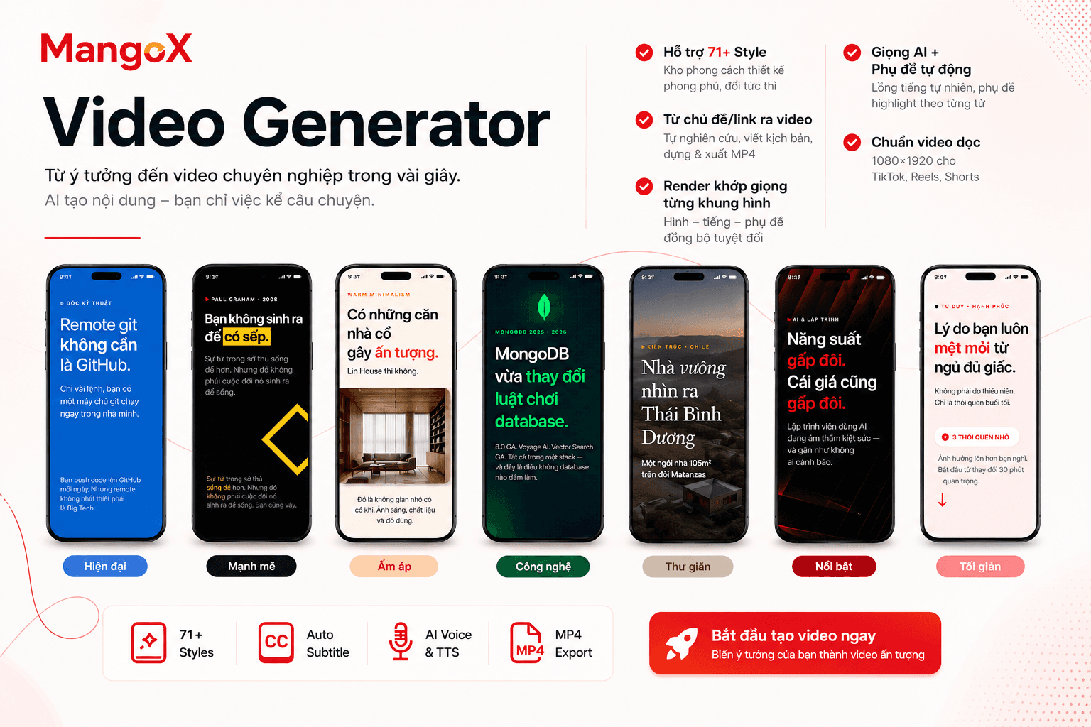 Video Generator Skill — Tạo video dọc end-to-end